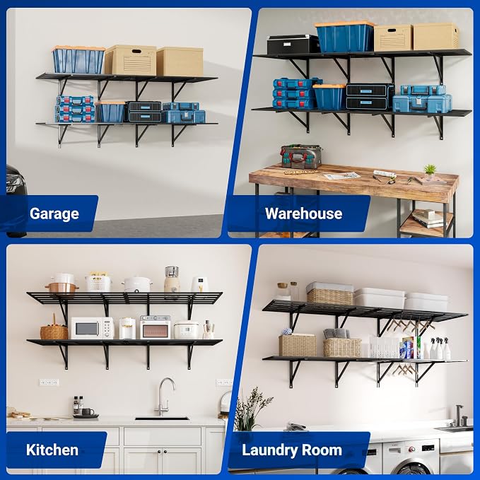 FLEXIMOUNTS 2x6ft Heavy Duty Garage Storage Wall Shelving, 1600lbs Load Capacity - Image 6