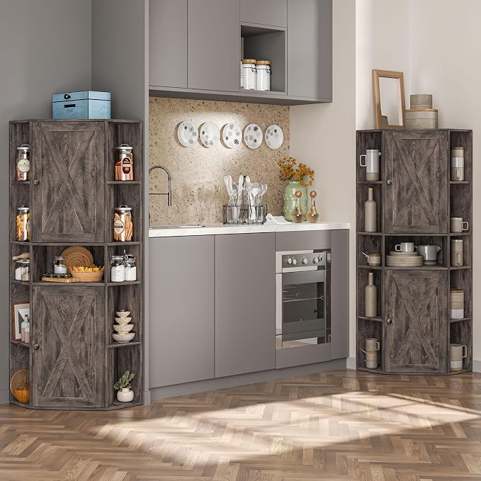 Farmhouse Corner Cabinet, Tall Corner Storage Cabinet - Image 8