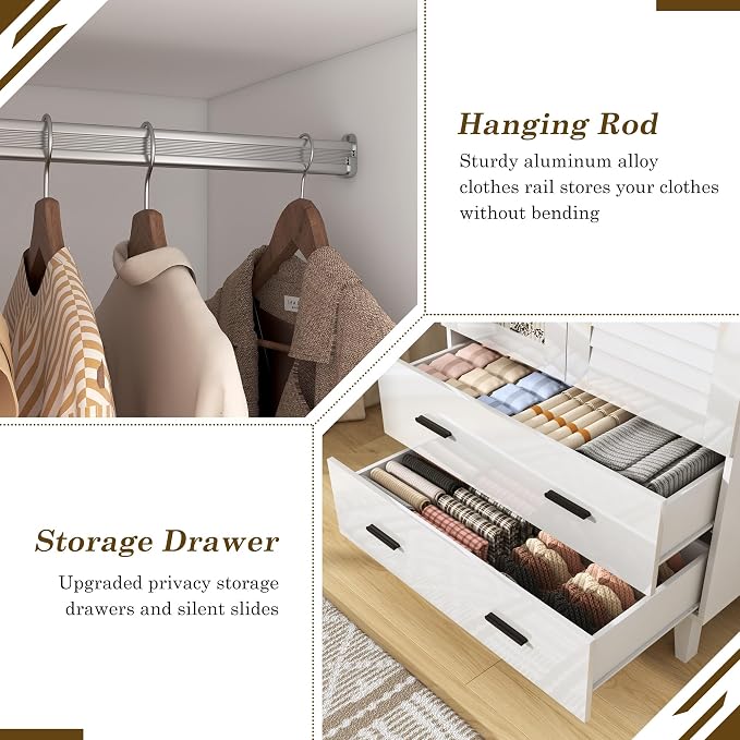 jiteentarou 2 Door Armoire Wardrobe Closet Cabinet - Image 8