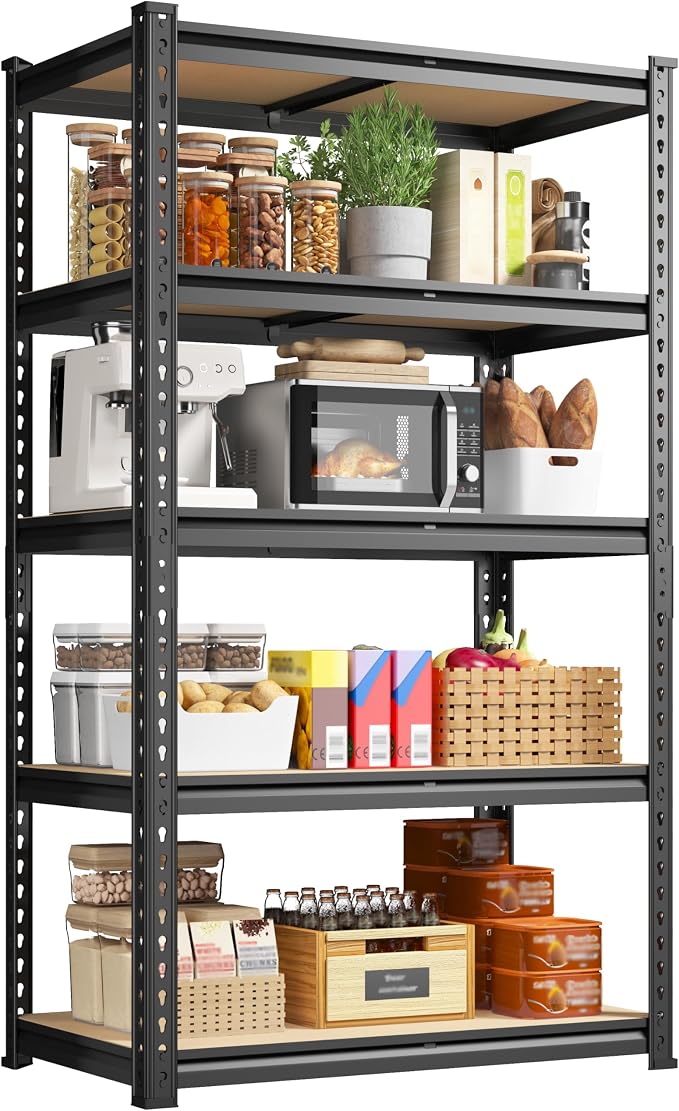 5-Tier Storage Shelves, 1980LBS Adjustable Pantry Shelves, Metal Shelving Unit by Durayloly