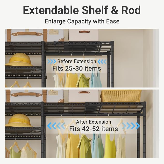 VIPEK X20 Plus Expandable Reach-in Closet Rack Adjustable from 3'9" to 5'2" - Image 6