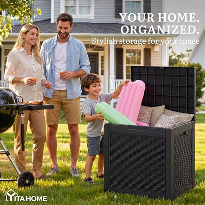YITAHOME 35 Gallon Outdoor Deck Box, Lockable Waterproof Storage Box, Resin - Image 3