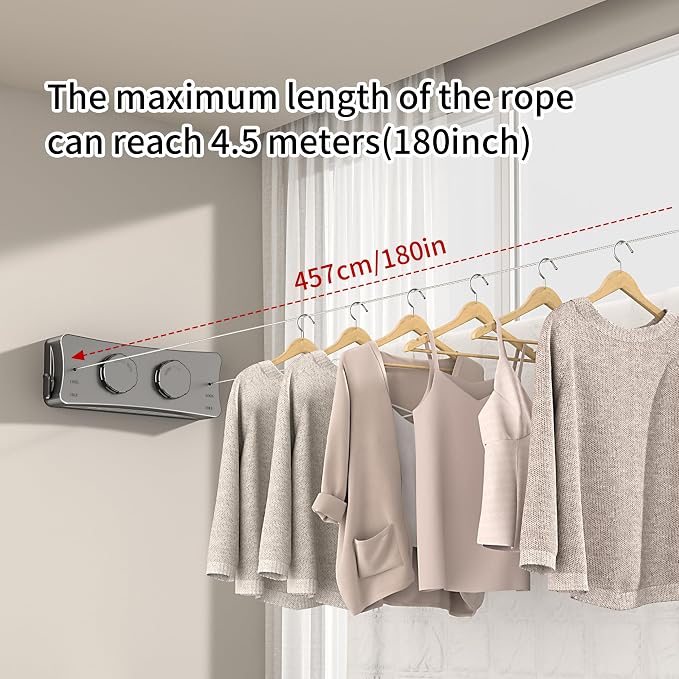 JOOM Retractable Clothesline Heavy Duty Clothes Drying Laundry Line Wall - Image 6