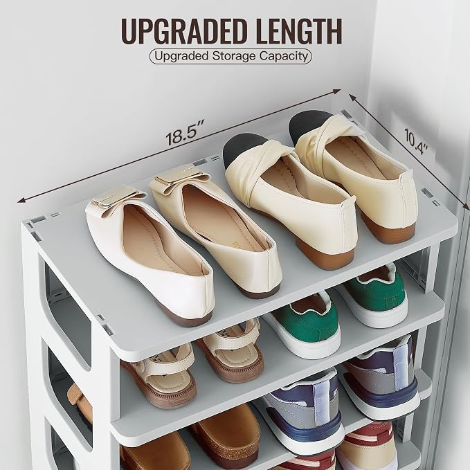 TRZZ 5-Tier Shoe Rack, Narrow Stackable Organizer, Vertical Efficient Shoe - Image 3