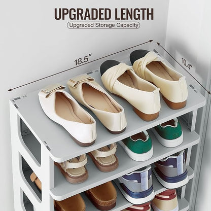 TRZZ 5-Tier Shoe Rack, Narrow Stackable Organizer, Vertical Efficient Shoe - Image 3