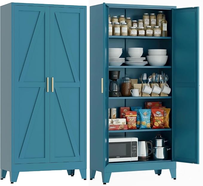 71" H Kitchen Pantry Storage Cabinet, Farmhouse Pantry Cabinet, Tree Doors by FIRMET