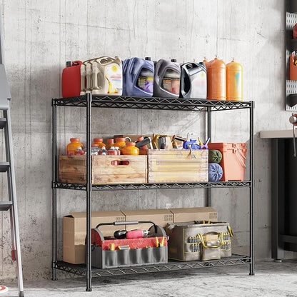 3- Shelf Metal Shelving Unit 35.6Wx14Dx36H Adjustable Storage Shelves Heavy - Image 7