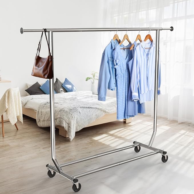 Simple Houseware Supreme Commercial Grade Clothing Garment Rack, Chrome | Holds - Image 4