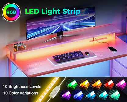 AODK 59 Inch Gaming Desk with USB Charging Ports & LED Light- Reversible - Image 5