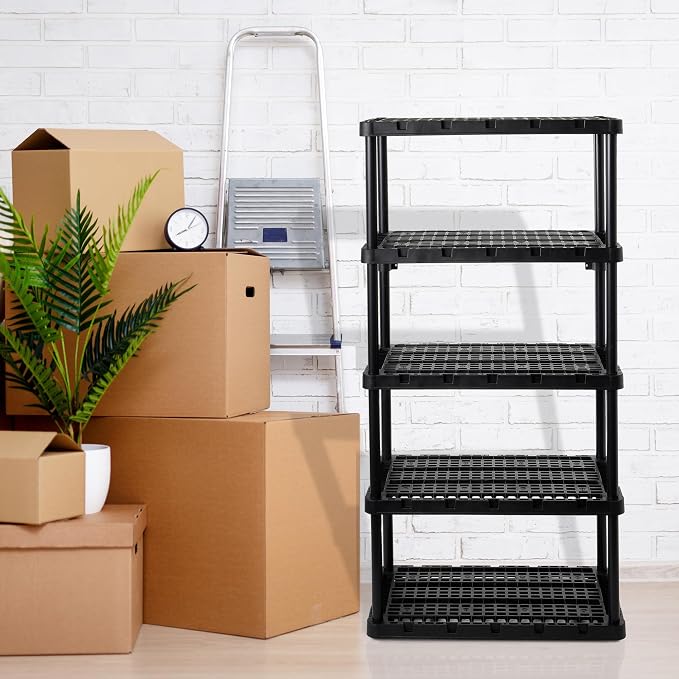 Gracious Living 5-Shelf Plastic Storage Shelves, Heavy-Duty Garage Shelving Unit - Image 7