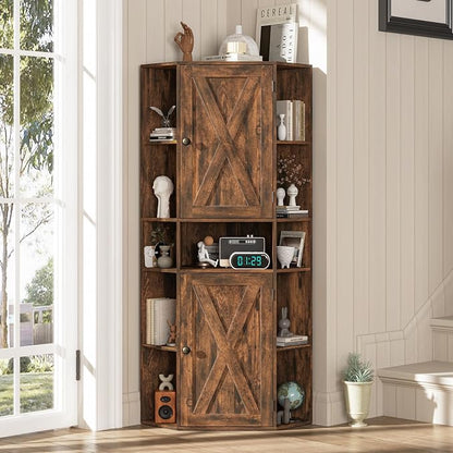 Farmhouse Corner Cabinet with Storage, Tall Corner Storage Cabinet with by Vabches