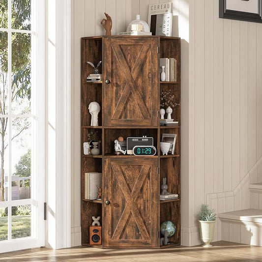 Farmhouse Corner Cabinet with Storage, Tall Corner Storage Cabinet with by Vabches