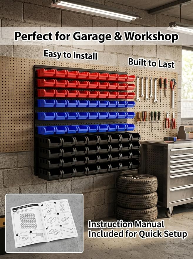 90Pcs Wall Mounted Storage Organizer Bins - Image 8