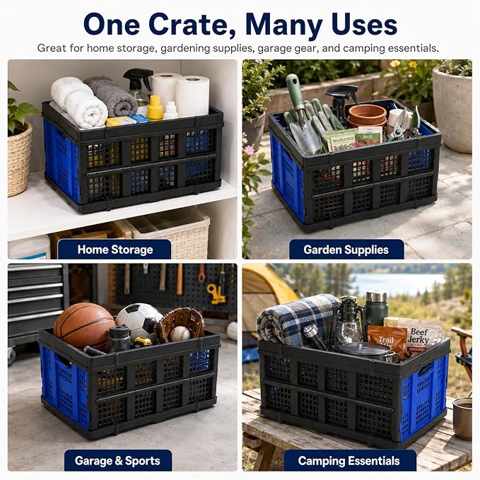 Collapsible Storage Crates 2 Pack, Heavy Duty Foldable Plastic Storage Bins - Image 6