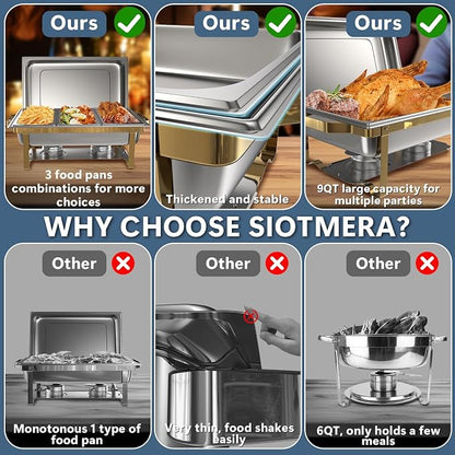 SIOTMERA 9QT Chafing Dishes for Buffet 4 Pack, Rolled Edge Design Food Warmers - Image 6