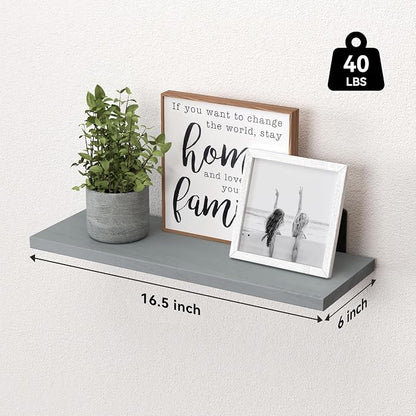 WOPITUES Wood Floating Shelves Set of 6, Shelves - Image 3