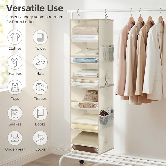 STORAGE MANIAC 6-Shelf Hanging Closet Organizer and Storage, 2 Separable - Image 7