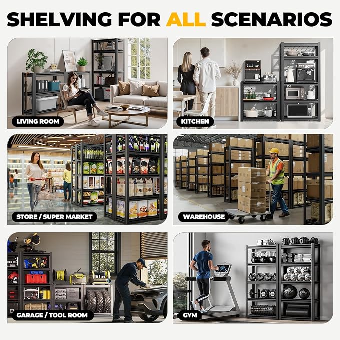 Auto Dynasty 5-Tier Storage Shelves, Metal Storage Utility Rack Shelf Unit - Image 8