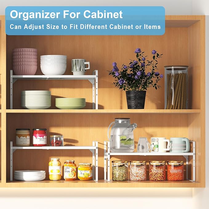 15.5 to 25.5 Inch Kitchen Cabinet Shelf Organizers, Adjustable Kitchen Counter - Image 6