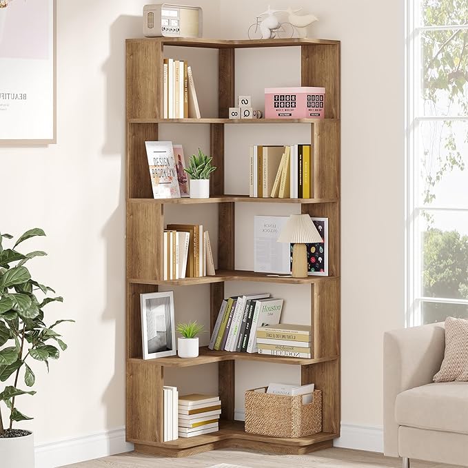 Tribesigns 6 Tier Corner Bookshelf, 64.9 Inches Tall L Shaped Bookcase - Image 4
