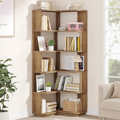 Tribesigns 6 Tier Corner Bookshelf, 64.9 Inches Tall L Shaped Bookcase - Image 4