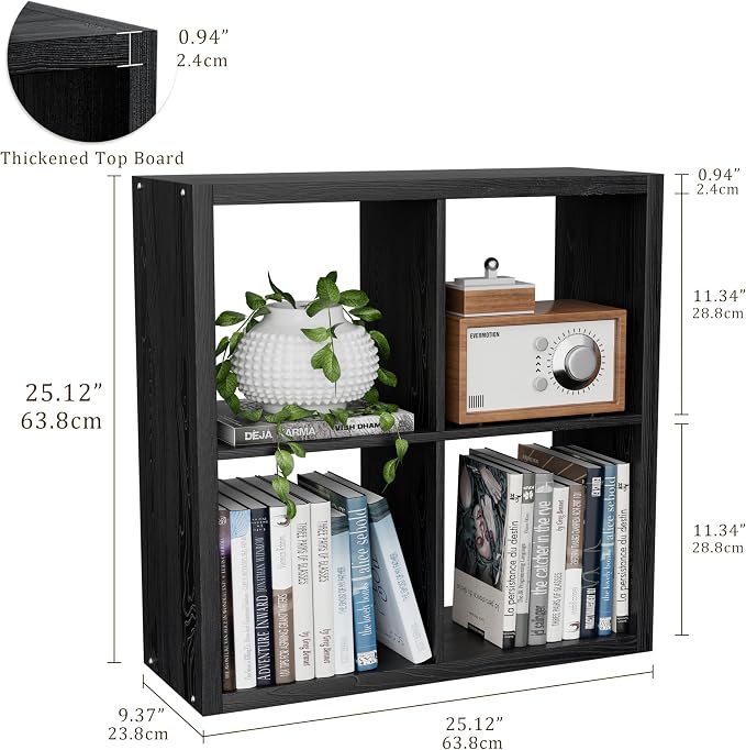 Cube Storage Organizer Bookcase, Decorative 11 inch Open Back Cubical Shelf - Image 3