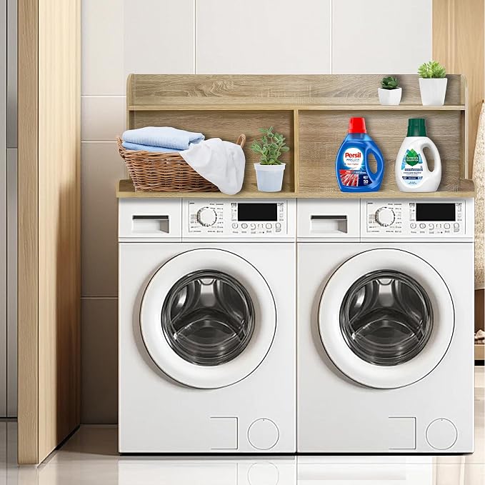 Royxen 2-Tier Washer Dryer Countertop, 19.5"H Wood Washer and Dryer Topper - Image 2