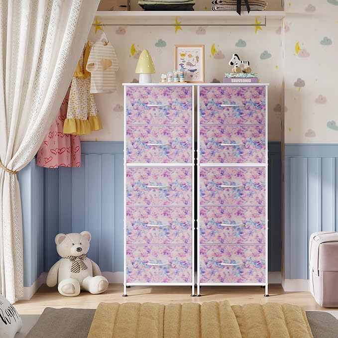 WLIVE Tall Dresser for Bedroom, 5 Drawer Dresser, Tie-Dye | 5 vertical fabric - Image 8