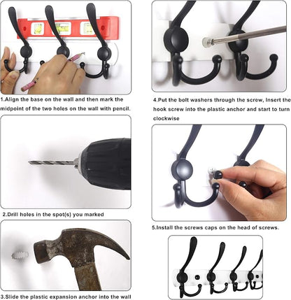 WEBI Coat Rack Wall Mounted, 3 Coat Hooks - Image 8