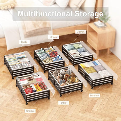 Under Bed Storage with Wheels-Large Bamboo Underbed storage Containers with - Image 6
