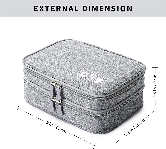 Lanola Travel Cable Organizer Bag, Electronic Accessories Case Portable Double - Image 3