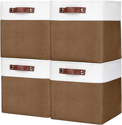 Collapsible Fabric Storage Cubes 11x11 Cube Storage Bins, 4 Pack Closet Baskets by Bagnizer