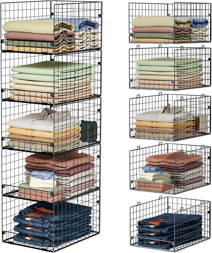5-Tier Stackable Closet Storage Baskets, Closet Organizers and Storage Shelves by FollowWithYociyogaTogether