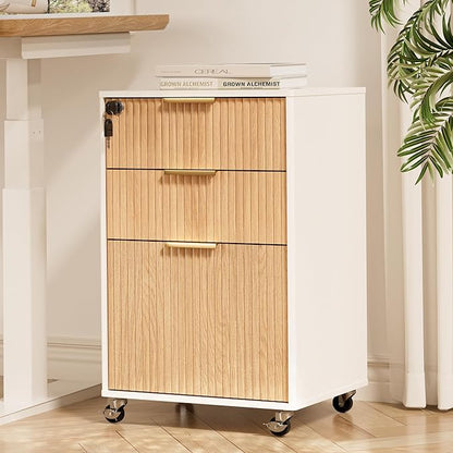 3 Drawers Fluted Mobile File Cabinet by INNODToddlerTower