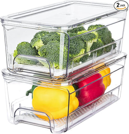 Pull Out Fridge Organizer Drawer, Stackable Refrigerator Storage Bins by Brippo