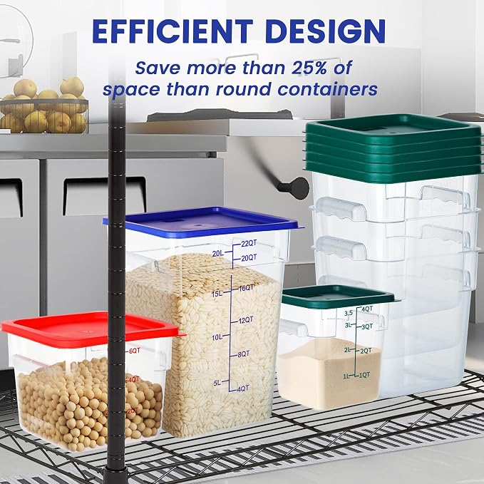 4 Pack Food Storage Containers, 18 Quart Square Commercial Food Containers - Image 6