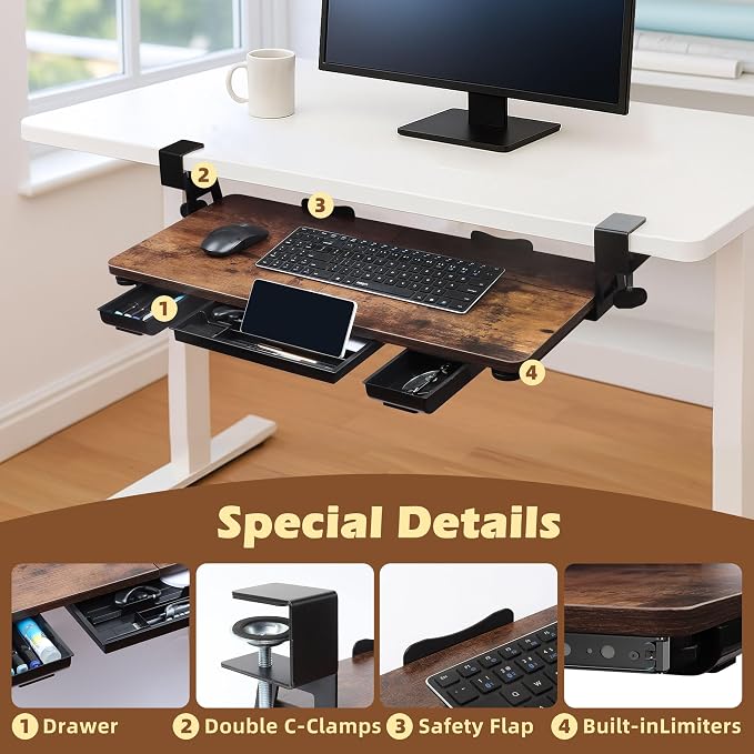 Large 26.77" Keyboard Tray Under Desk - Image 4