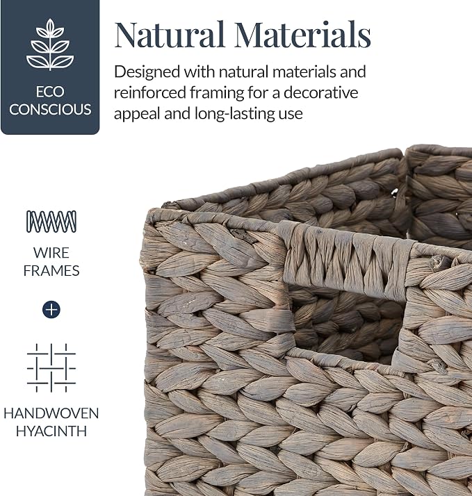 Best Choice Products 12x12in Pack of 5 Cube Storage Baskets, Water Hyacinth - Image 4