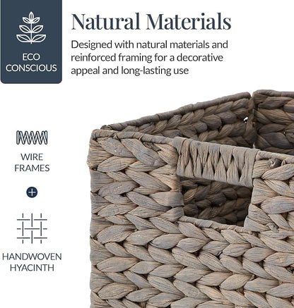 Best Choice Products 12x12in Pack of 5 Cube Storage Baskets, Water Hyacinth - Image 4