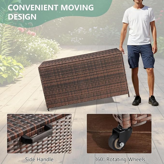 AVAWING 180 Gallon Wicker Deck Box - Image 6