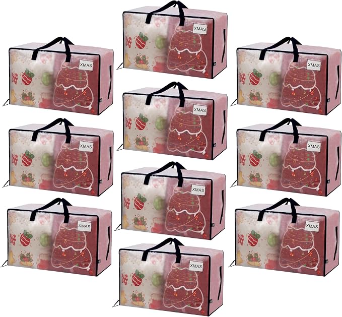 VENO 10 Pack Moving Bags and Large Christmas Decoration Storage Bins by Veno
