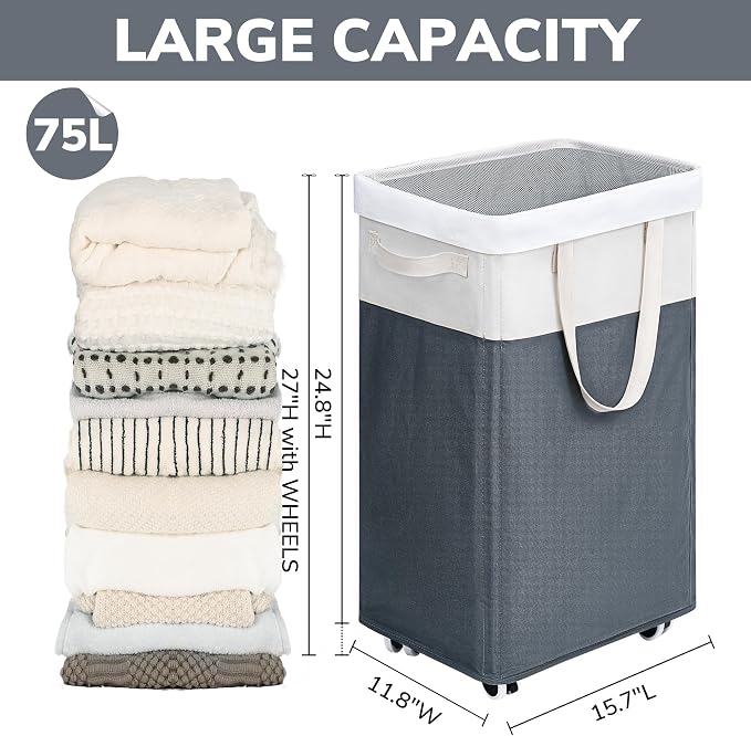 Goodpick Laundry Baskets 2-Pack, 75L Hamper - Image 3