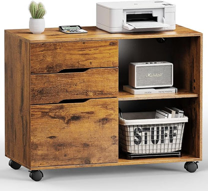 DUMOS File Cabinet with 3 Drawers, Wood Under Desk Storage Printer Stand | by DumosLifestyle