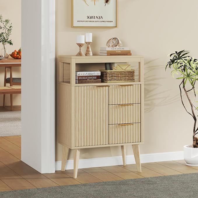 Natural Wood Bathroom Floor Cabinet - Image 5