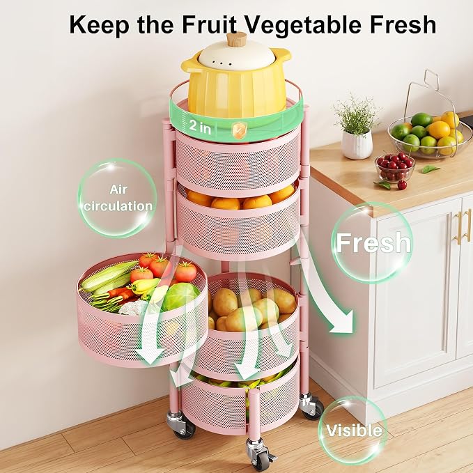 SAYZH 5 Tier Fruit Vegetable Basket Stand - Image 4