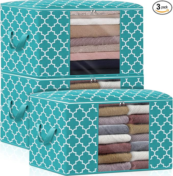 WISELIFE Storage Bags 100L 3-Pack Large Blanket Clothes Organization and by WiseLife