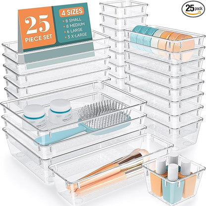 25 PCS Drawer Organizer Set, 4 Varied Size Bathroom and kitchen Drawer cabinet by StorMiracle