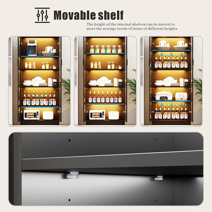 Display Cabinet with Adjustable Shelves, 5 Tier Display Case - Image 5