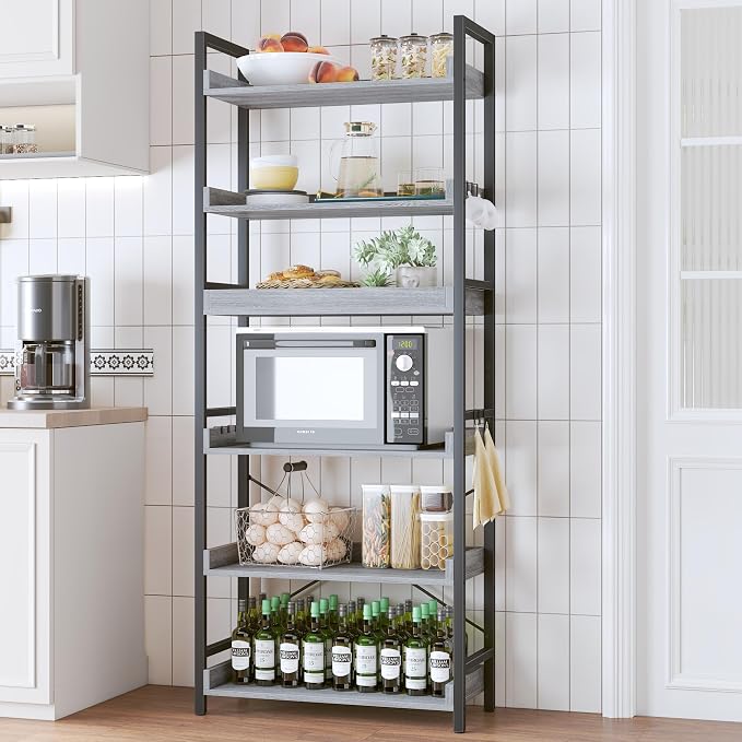 HCHQHS 6 Tier Bookshelf, Adjustable Industrial Bookcase, Vertical Tall Book - Image 9