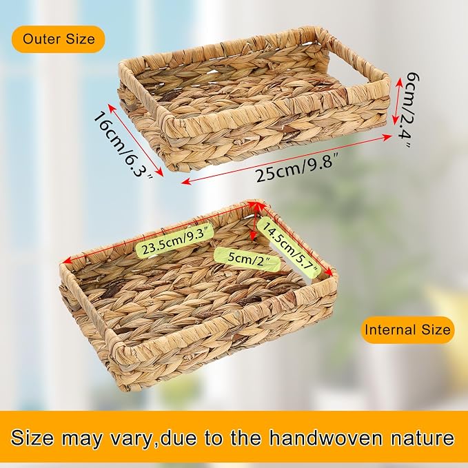 Hipiwe Small Keys Basket for Entryway Table Decorative Wicker Basket Tray Woven - Image 3